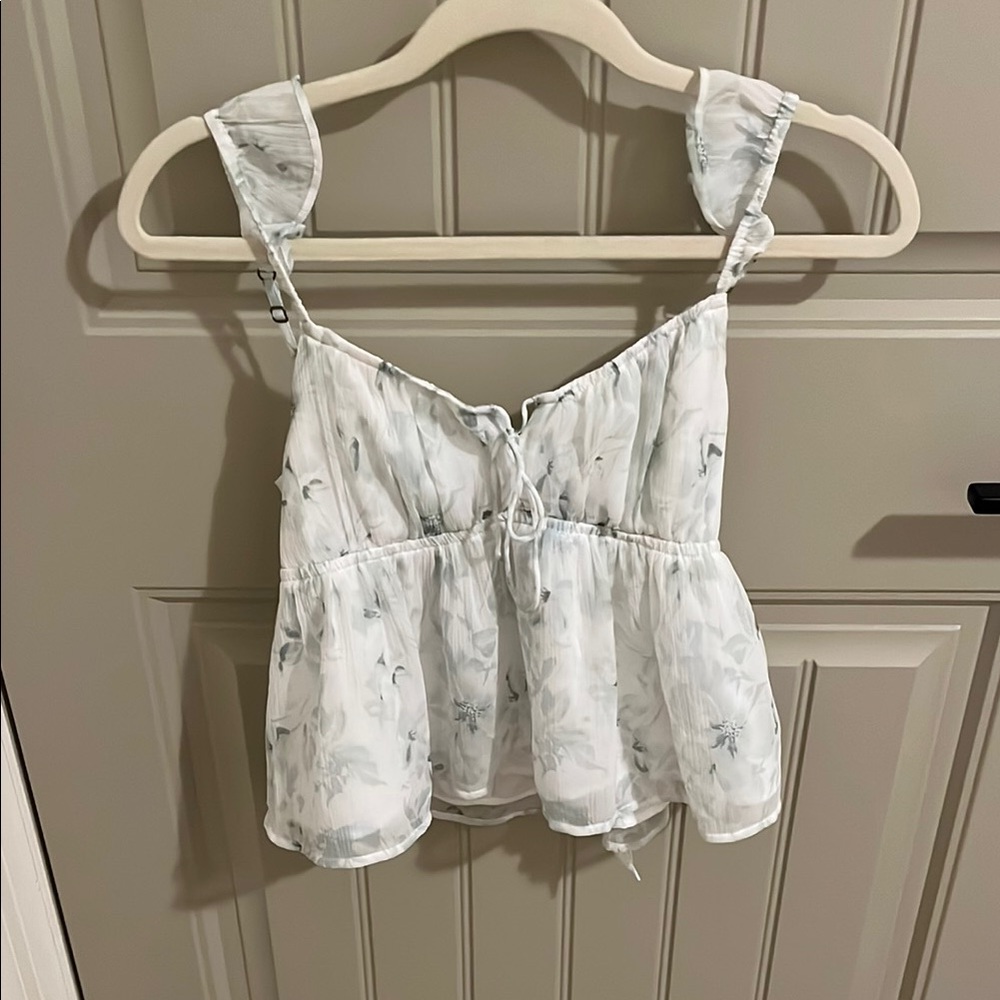 Floral White Sleeveless Top